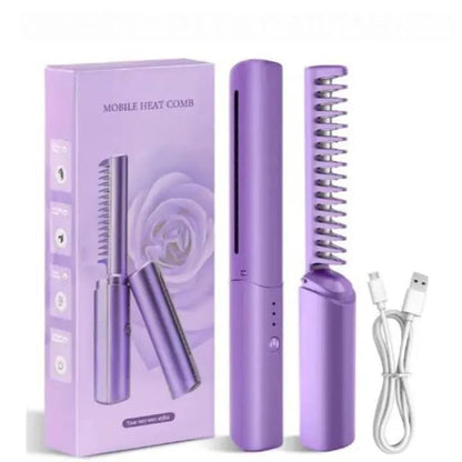 2-in-1 Hair Styling Brush, Straightener, Curler Comb