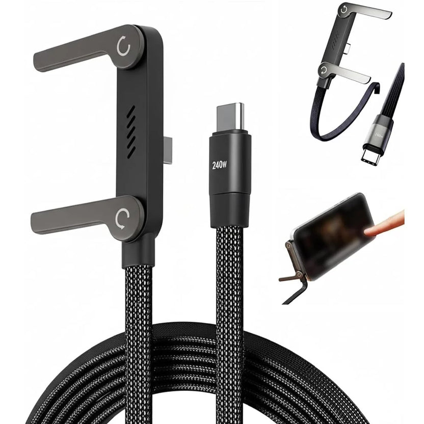 240W 2-in-1 Data Cable With Stand | 1.5 Meter C to C USB Data Cable